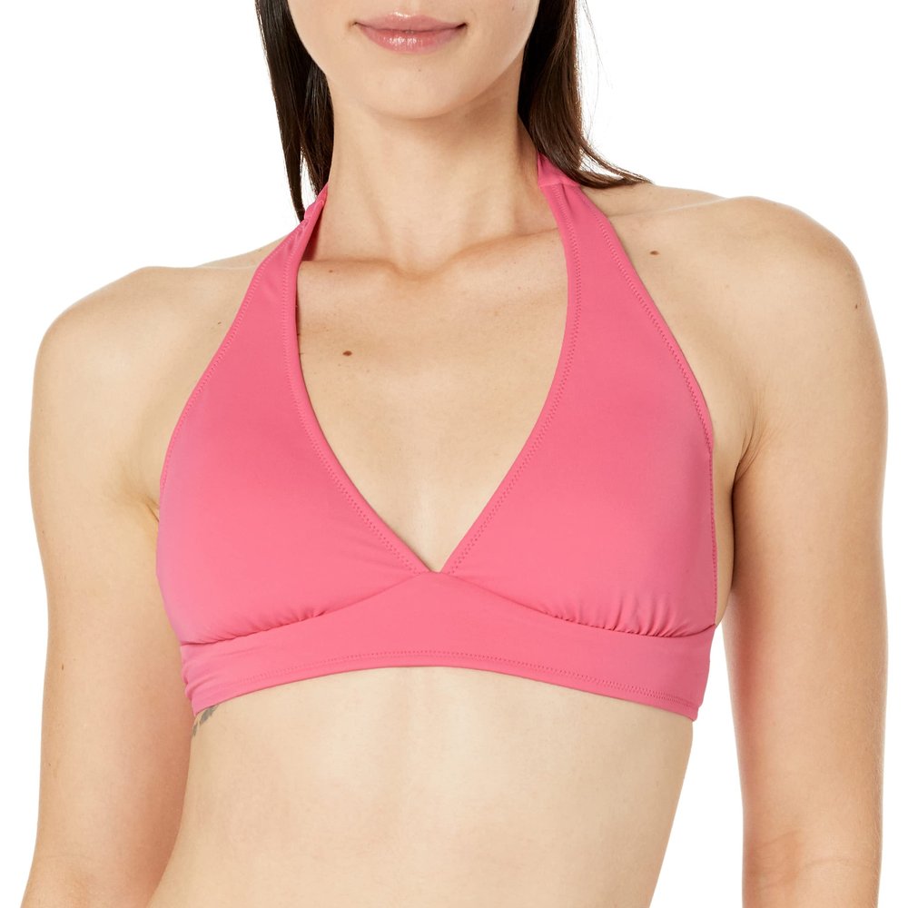Amazon Essentials Women's Light-Support Padded Tie Halter Bikini Swimsuit Top (Available in Plus Size), Hot Pink, X-Large