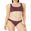 Amazon Essentials Women's Scoop Neck Swim Crop Top, Brick Red Leopard, X-Small view 1