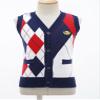 Freebily Kids Boys V Neck Plaid Knitted Cardigan Vest Sleeveless Uniform Button Down Waistcoat Casual Tops Navy Blue 2-3 Years view 4