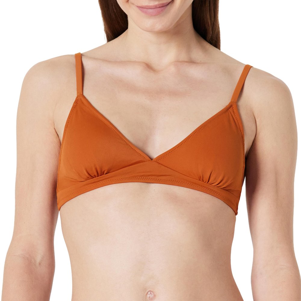 Amazon Essentials Women's Light-Support Triangle Bikini Swimsuit Top with Adjustable Straps, Terracotta, Medium