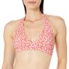 Amazon Essentials Women's Light-Support Padded Tie Halter Bikini Swimsuit Top (Available in Plus Size), Pale Peach Micro Floral, Small
