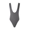 ABAFIP Men's Sleeveless High Cut Thong Leotard Bodysuit One Piece Backless Deep U Neck Solid Color Singlet Undershirt Activewear Tanks Gray Large view 2