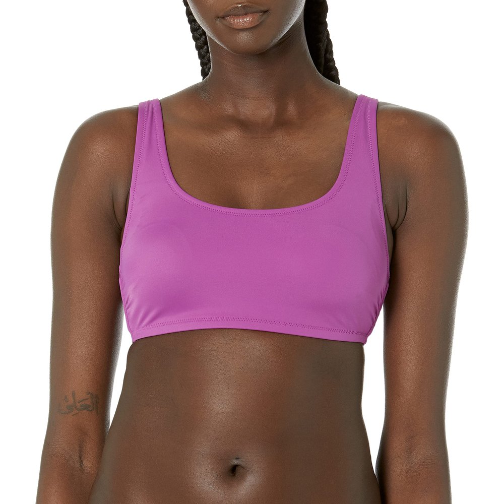 Amazon Essentials Women's Scoop Neck Swim Crop Top, Violet, X-Large