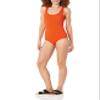 Amazon Essentials Women's One-Piece Scoop Neck Coverage Swimsuit (Available in Plus Size), Orange, 4X view 4