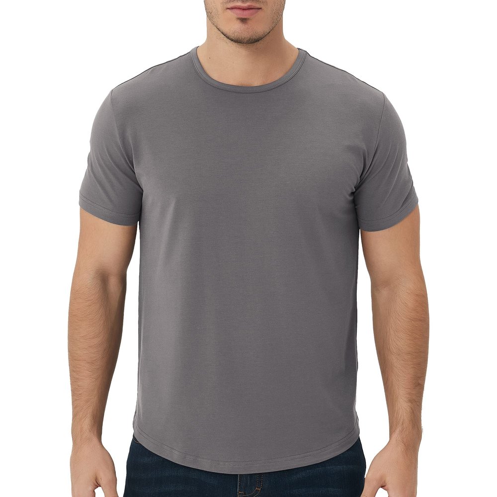 netdraw Men's Ultra-Soft Bamboo Viscose T-Shirt, Curved Hem Lightweight Cooling Cotton Blend Casual Tee, Charcoal Gray, Large