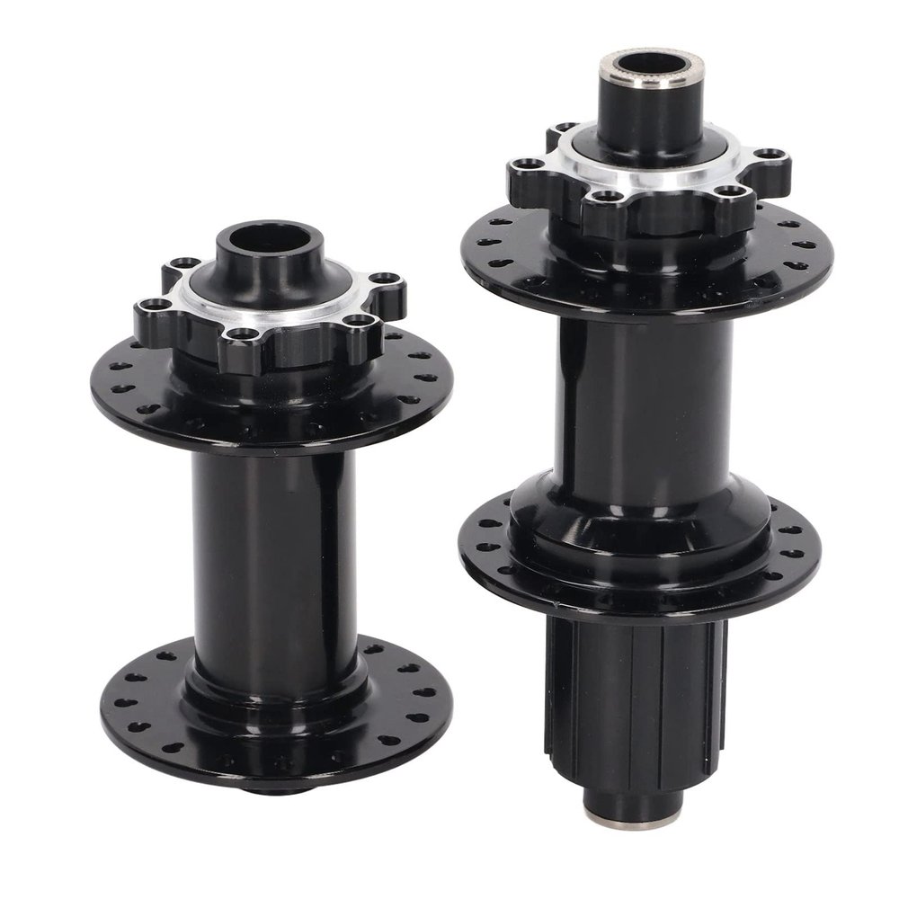 Alomejor 2pcs Hubs, 32 Holes 4 Bearing Front Rear Hub Replacement Black Aluminium Alloy Disc Hubs for Mountain Cycling