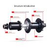 Alomejor 2pcs Hubs, 32 Holes 4 Bearing Front Rear Hub Replacement Black Aluminium Alloy Disc Hubs for Mountain Cycling view 2