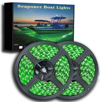 Seaponer Marine Led Strip Lights, Pontoon Light Strip for Jon Bass Boat Sailboat Kayak, Marine Led Lights for Boats Deck Light Light Courtesy Interior Lights Fishing Night, 12v, 10m(32.8ft), Green