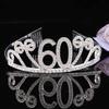 Crown,Crystal Tiara,Hair Accessories,Princess Imperial Crown 1pc 60 Years Old Birthday Imperial Crown Alloy and Rhinestone Number Comb Imperial Crown Elegant Headwear (Silver) (Color : Silver) view 3