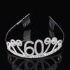 Crown,Crystal Tiara,Hair Accessories,Princess Imperial Crown 1pc 60 Years Old Birthday Imperial Crown Alloy and Rhinestone Number Comb Imperial Crown Elegant Headwear (Silver) (Color : Silver) view 4