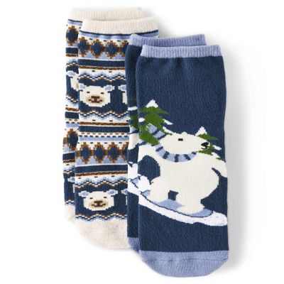 Gymboree,and Toddler Crew Socks,Snow Boarding Bear/Polar Bear,10-12