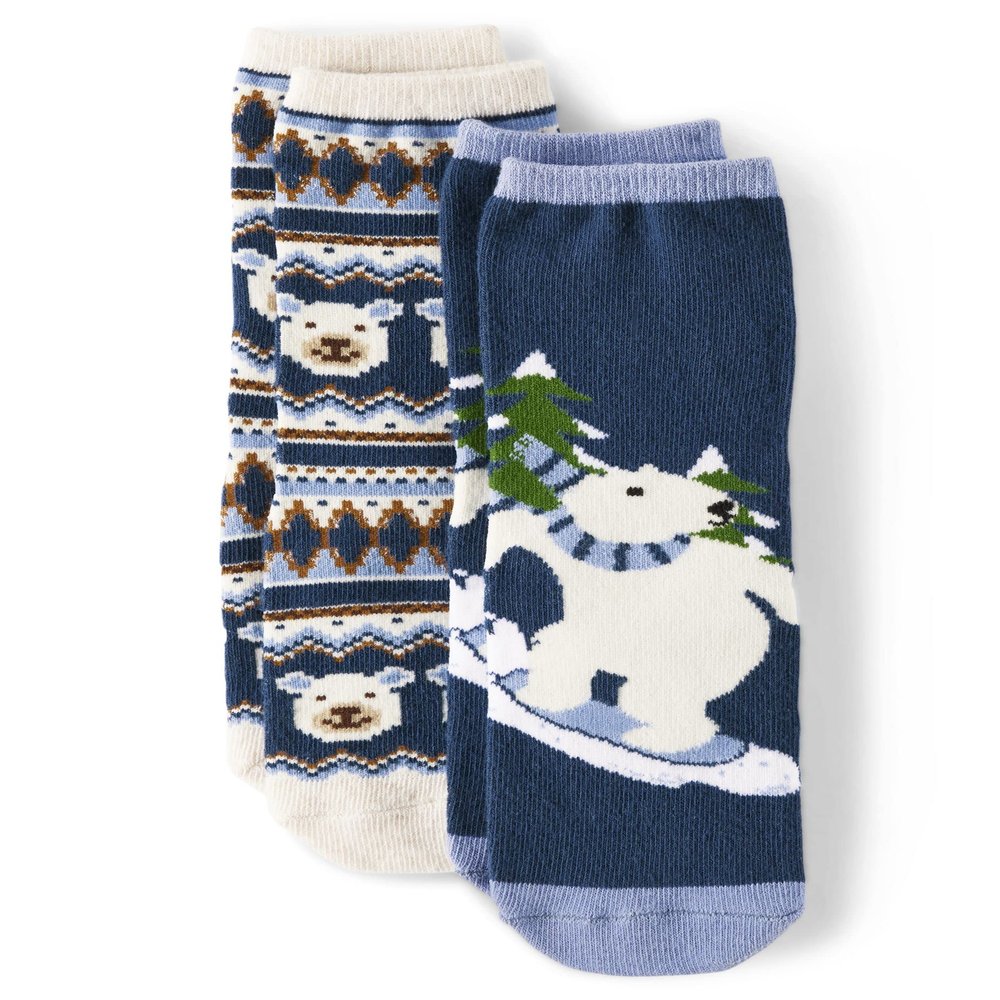 Gymboree,and Toddler Crew Socks,Snow Boarding Bear/Polar Bear,10-12