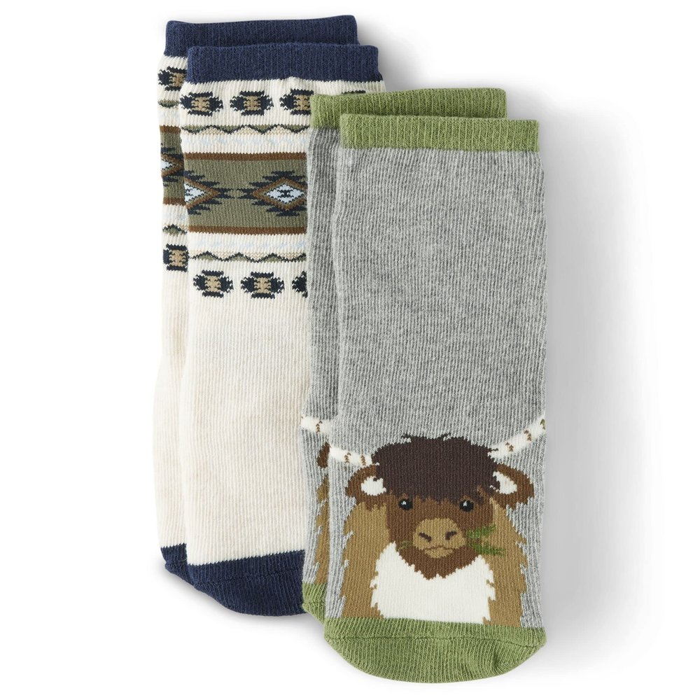Gymboree,and Toddler Crew Socks,Water Buffalo/Tribal,6-8