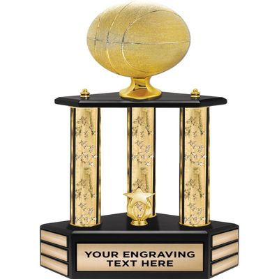 Crown Awards Gold Basketball Sculpture Award, 24.5" Basketball 3 Poster Perpetual Base Trophy