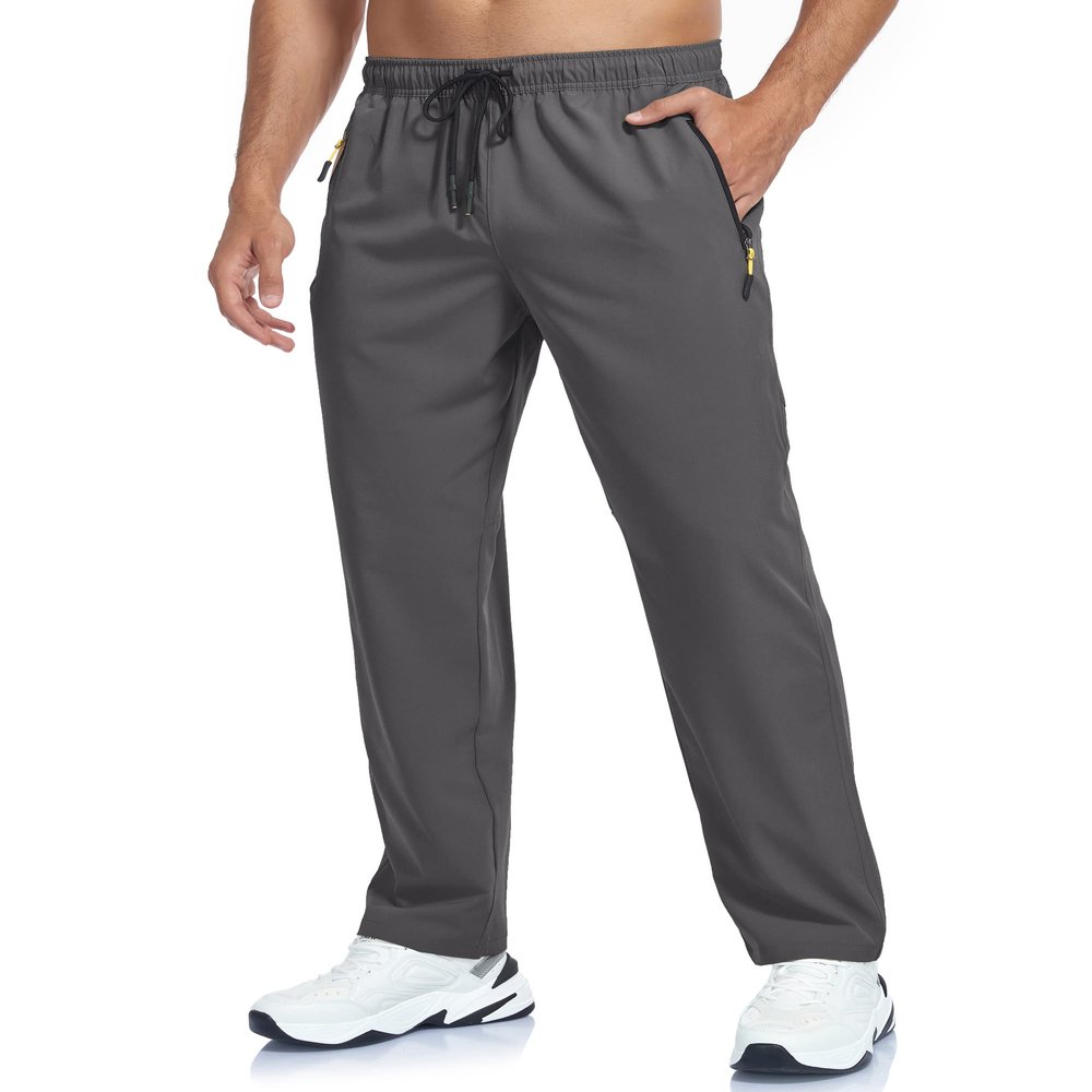 GAXIDES Mens Athletic Workout Pants with Pockets Lightweight Quick Dry Waterproof Sweatpants Pants for Men with Zipper Pockets Darkgrey S