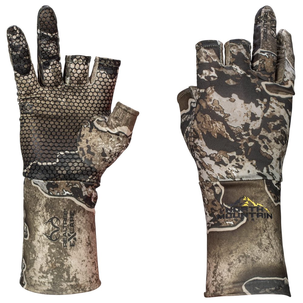 North Mountain Gear Camo Hunting Gloves - Fingerless - Realtree Excape