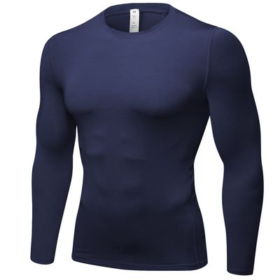 SPVISE Navy Blue Compression Shirt Men Long Sleeve Running T-Shirts Workout Top Dry Fit Sports Base Layer Athletic Undershirt