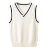 Jhaoyu Boys Girls Knit Sweater Vest V-Neck Sleeveless Crop Top Pullover Waistcoat Uniform School White 5-6 Years view 1