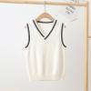 Jhaoyu Boys Girls Knit Sweater Vest V-Neck Sleeveless Crop Top Pullover Waistcoat Uniform School White 5-6 Years view 2