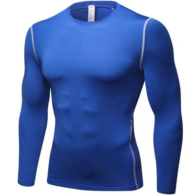 SPVISE Blue Compression Long Sleeve Shirt Men Athletic T-Shirt Workout Tops Gym Undershirts Cool Dry Base Layer Sports Gear