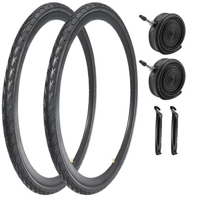 2 Pack 700x23C/25C/28C/35C/38C Bike Tires Plus Bike Inner Tubes Presta Valve 48mm or Schrader Valve 48mm Foldable Replacement Tires for Road Bicycle (700 X 38C 30TPI)