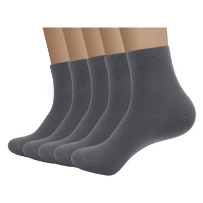 SERISIMPLE Bamboo Men's Breathable Quarter High Comfort Cool Soft Socks 5 Pairs (X-Large, Dark Grey)