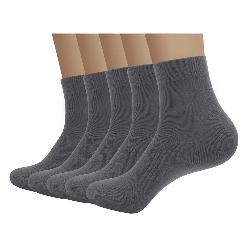 SERISIMPLE Bamboo Men's Breathable Quarter High Comfort Cool Soft Socks 5 Pairs (X-Large, Dark Grey)