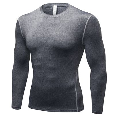 SPVISE Grey Compression Shirt Men, Workout Long Sleeve T-Shirt Tops Spandex Undershirts Cool Sports Gear for Running Yoga Gym