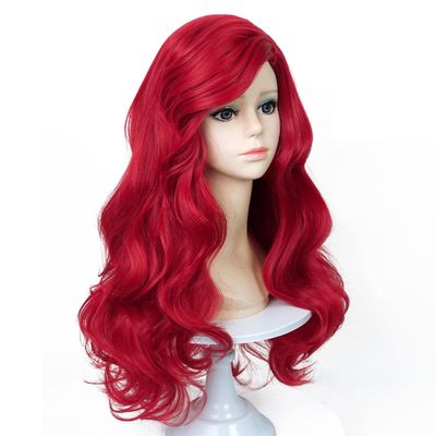 Max Beauty Red Mermaid Wigs, Red Curly Long Hair Daily Wig Heat Resistant Synthetic Fiber for Halloween for Christmas