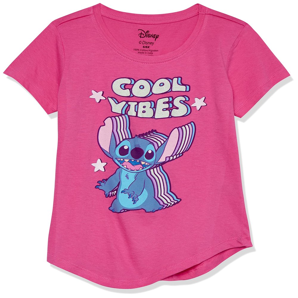 Disney Girls Lilo & Stitch T-Shirt - Toddler 4-16 T Shirt, Hot Pink (G4-16), 6 US