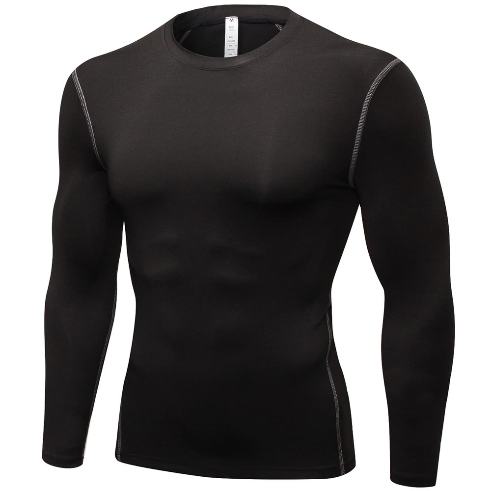 SPVISE Black Compression Shirt Men, Long Sleeve Athletic Compression Tops Dry Workout T-Shirt Sports Base Layer Undershirt