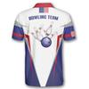 PRIMESTY Skull Camo Bowling Shirts Men, Custom Name American Flag Camouflage Bowling Jersey, Personalized Bowling Polo S-5XL view 3