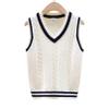 winying Kids Boys Girls Sweater Vest V-Neck Sleeveless Cable Knit School Uniform Sweater Pullover Tank Top White A 9-10 Years view 2