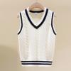 winying Kids Boys Girls Sweater Vest V-Neck Sleeveless Cable Knit School Uniform Sweater Pullover Tank Top White A 9-10 Years view 4