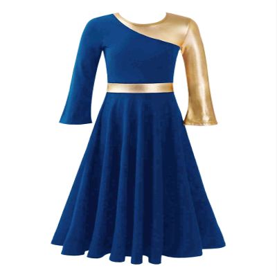winying Kids Liturgical Praise Dance Dress for Girls Loose Fit Full Length Tunic Dancewear Worship Costume Royal Blue 4 Years