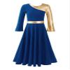 winying Kids Liturgical Praise Dance Dress for Girls Loose Fit Full Length Tunic Dancewear Worship Costume Royal Blue 4 Years view 1