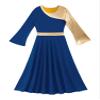 winying Kids Liturgical Praise Dance Dress for Girls Loose Fit Full Length Tunic Dancewear Worship Costume Royal Blue 4 Years view 4