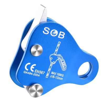 Azarxis Climbing Descender Ascender Belay Device Self Locking Fall Protection Rappel Equipment Rope Grip for 8-13mm Rope for Rock Mountaineering Aerial Work Caving Rescue Tree Arborist (Blue)