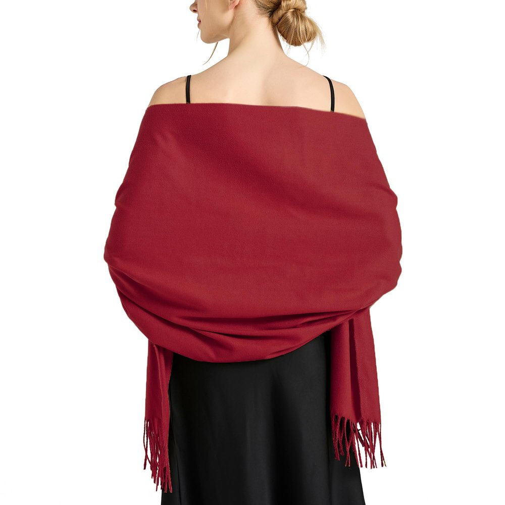 Ciormis Burgundy Pashmina Scarves, Wine Women Warm and Elegant Pashmina Shawls and Wraps for Party(Burgundy)