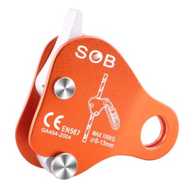 Azarxis Climbing Descender Ascender Belay Device Self Locking Fall Protection Rappel Equipment Rope Grip for 8-13mm Rope for Rock Mountaineering Aerial Work Caving Rescue Tree Arborist (Orange)