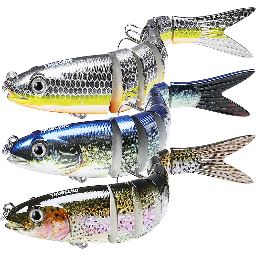 TRUSCEND Swimmax Fishing Lures with BKK Hook Easy Catch: Wiggling, Vibrating, Rattling Gurgling, Heavy-Duty Dyneema Fiber Jointed Swimbaits for Bass, Trout, Walleye, CrappieIdeal for Family Fishing