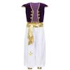 HULIJA Boys 2PCS Arabian Desert Prince Suit Carnival Party Golden Vest with Pant Deluxe Set Purple 16 Years view 1