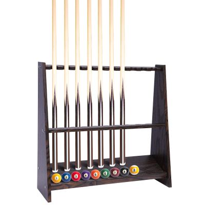 CNCEST 10-Hole Billiard Cue Rack, Multifunctional Wood Pool Stick Stand Holder Cue Holder Floor Standing Pool Cue Rack for Fishing Rods/Golf Club, 7.87"x23.62"x22.44", Hole Diameter: 3.5cm/1.38inch