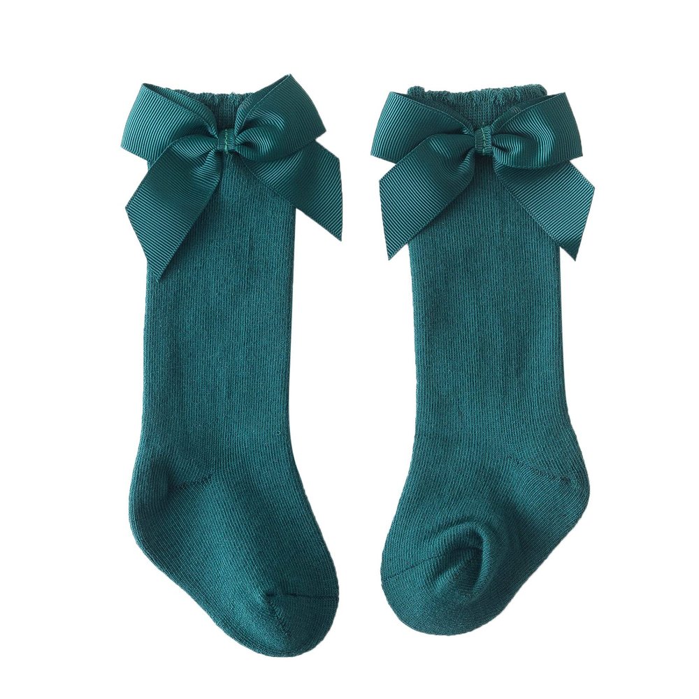 Baby Kids Socks Stockings Girls Toddler Length Mid-Calf Knee-High Solid Sock Princess Cable Knit (Green, 18-36 Months)