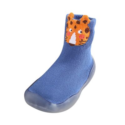 Toddler Baby Boys Girls Solid Warm Knit Soft Sole Rubber Shoes Socks Slipper Slippers for Men Non Slip (Blue, 18)