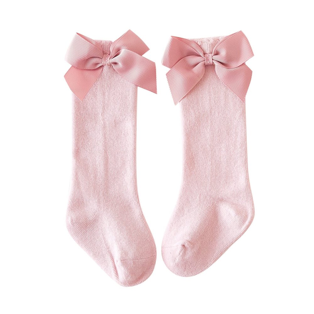 Baby Kids Socks Stockings Girls Toddler Length Mid-Calf Knee-High Solid Sock Princess Cable Knit (Purple, 6-18 Months)