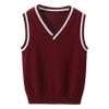 Jhaoyu Boys Girls Knit Sweater Vest V-Neck Sleeveless Crop Top Pullover Waistcoat Uniform School Burgundy 2-3 Years view 1