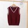 Jhaoyu Boys Girls Knit Sweater Vest V-Neck Sleeveless Crop Top Pullover Waistcoat Uniform School Burgundy 2-3 Years view 2