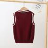 Jhaoyu Boys Girls Knit Sweater Vest V-Neck Sleeveless Crop Top Pullover Waistcoat Uniform School Burgundy 2-3 Years view 3