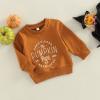 MoZiKQin Toddler Baby Halloween Outfit Girl Boy Crewneck Sweatshirt Long Sleeve Letter Pullover Sweater Cute Fall Clothes (Pumpkin Patch Brown,4-5T) view 3